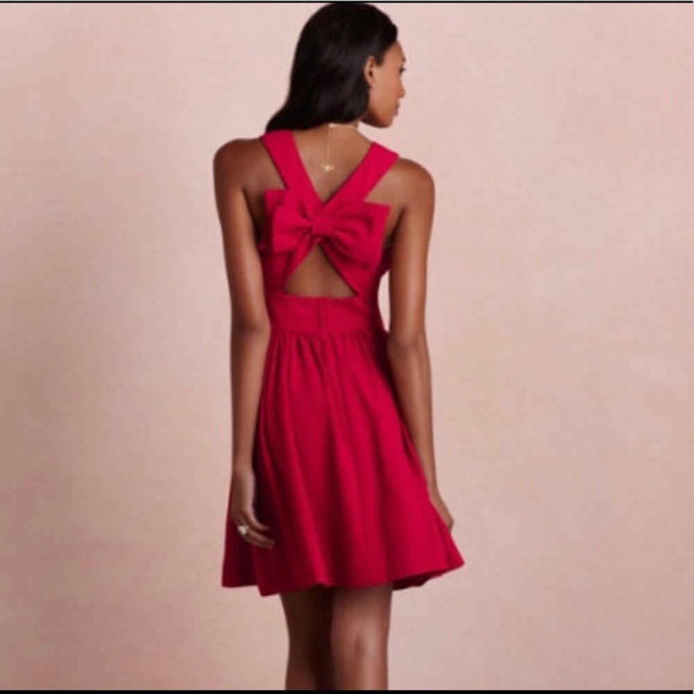 BHLDN Red Mini Dress with Bow Back